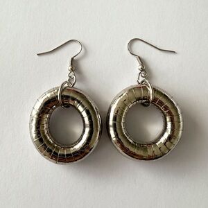 Silver Round Bendable Hoop Drop Earrings